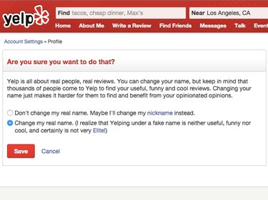 Yelp confirmation page