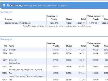 Chrome's About:Memory page.
