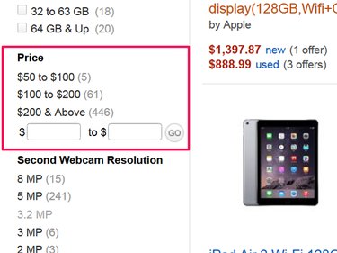 Search by price range in Amazon