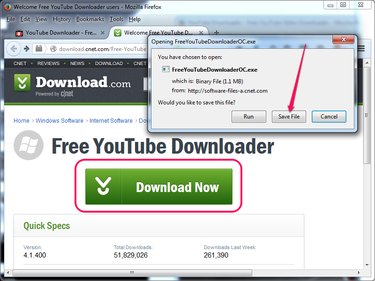 Selecting to save the YouTube Downloader installer.