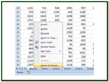 Select all of the worksheets you wish to print on one page.