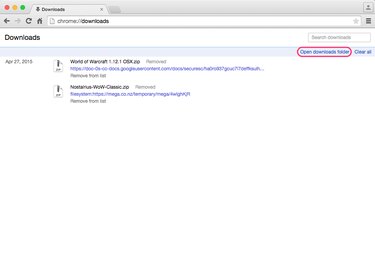 The downloads section of Google Chrome