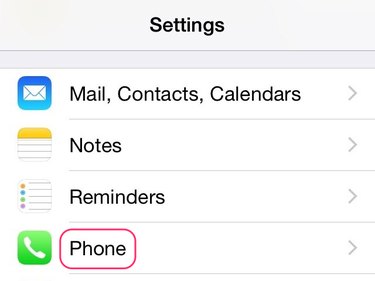 Select the Phone settings.