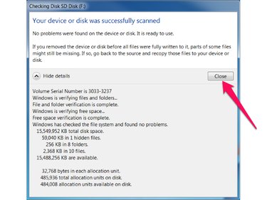 Check Disk detailed results