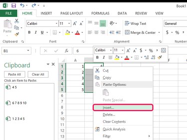 Choosing the Insert option
