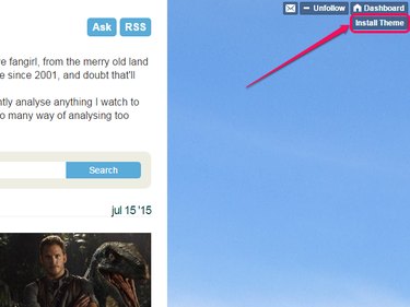The "Install Theme" button on a Tumblr blog.