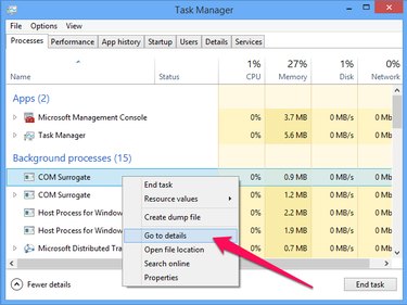 Go to Details highlighted in the Task Manager Processes tab.