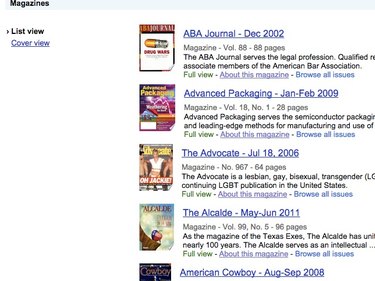Click on a magazine title