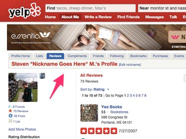 Nickname on Yelp