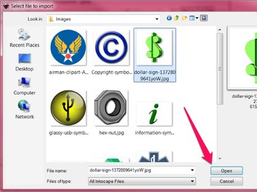 The "Select the file to import" dialog prompts you to select a file.