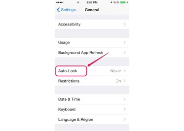 The current time limit appears to the right of Auto-Lock.