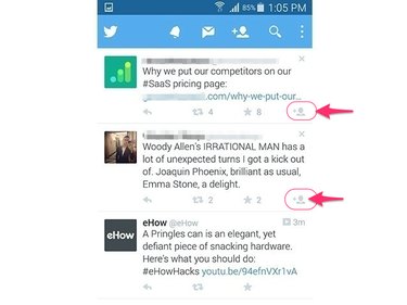 Tap the Follow icon (Android 5.0)