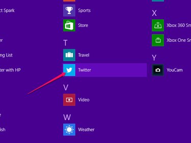 Click the Twitter App