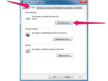 Error checking section of the Tools tab in the File Properties dialog