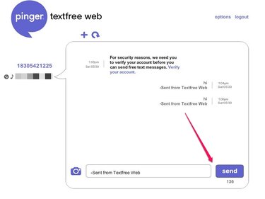 Send Text in Pinger Web