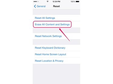 There are six available Reset options.