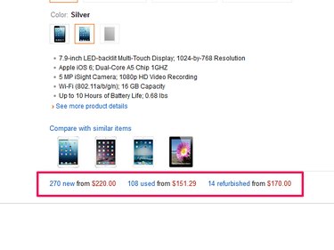Search for new or used items on an Amazon product page