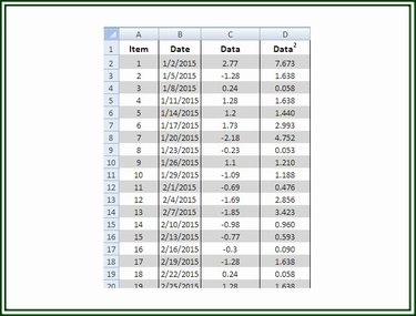For each value in the data set, calculate its square (n^2).