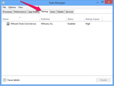 The Task Manager Startup tab.