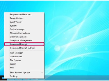 The Command Prompt option in the Power User menu.