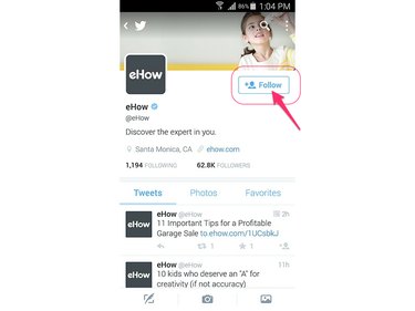 Tap the Follow icon (Android 5.0)