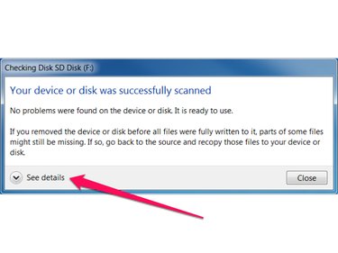 Check Disk results dialog