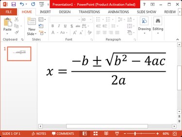 A sample equation that contains a square root.