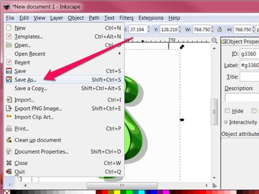 The Save As... item is near the middle of the File menu; the keyboard shortcut is Shift-Ctrl-S
