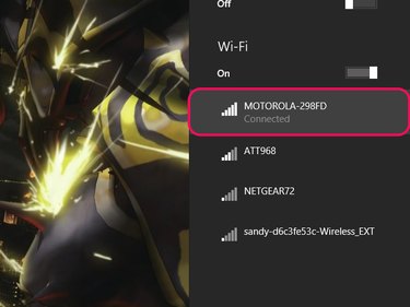 The Network pane, showing a wireless connection.
