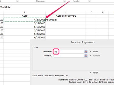 Place your cursor in the Number1 field and click the first date.