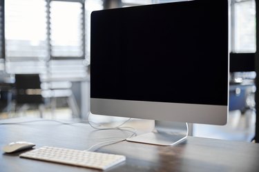 Modern workplace. Office work place for designer. Minimal desktop area for productive work. Dismissal concept.
