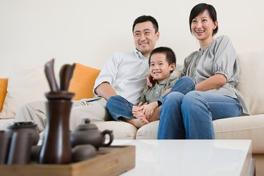 Family watching tv