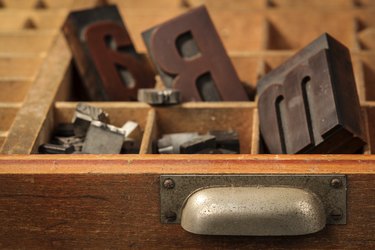 Letter case with old wood types