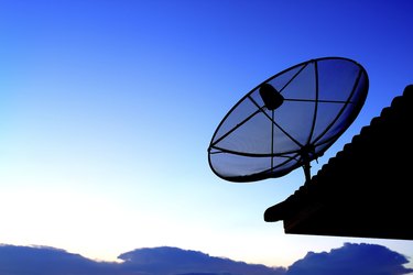 Satellite TV with sunset sky
