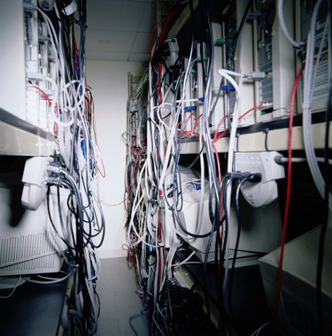 Cables in network server room